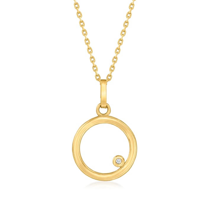 14kt Yellow Gold Circle Pendant Necklace with Diamond Accent