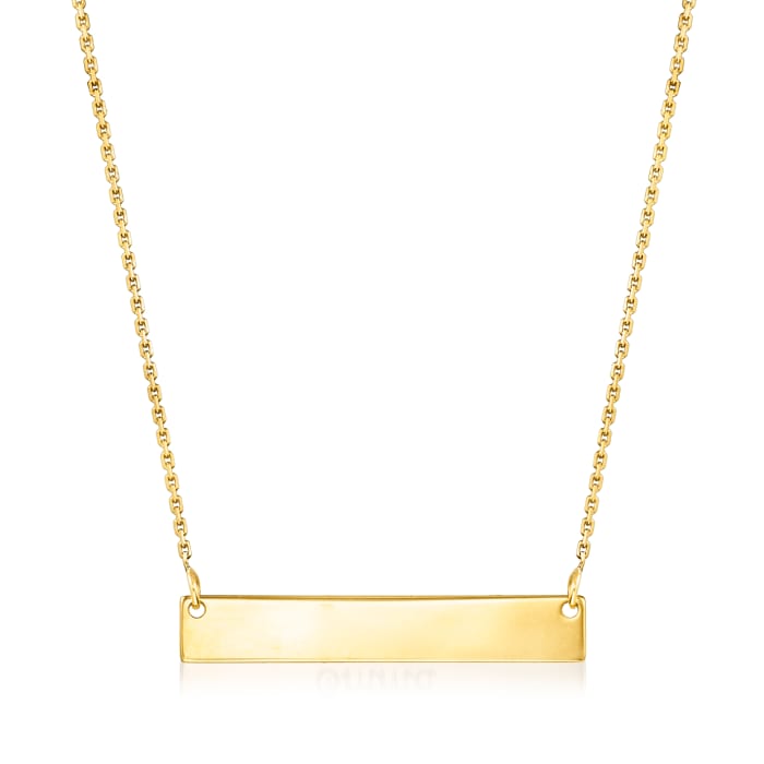 14kt Yellow Gold Personalized Petite Bar Necklace 16-inch
