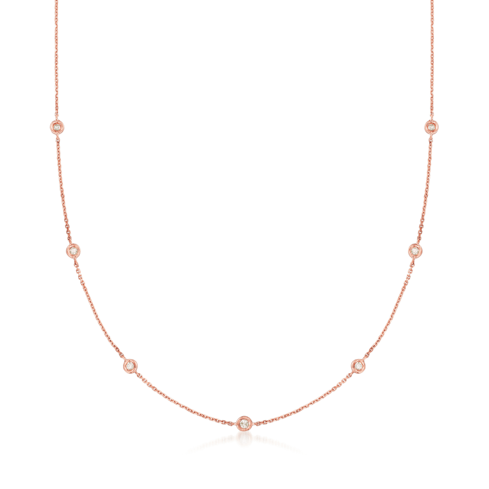 .20 ct. t.w. Diamond Station Necklace in 14kt Rose Gold