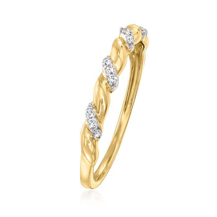 Diamond-Accented Twisted Ring in 14kt Yellow Gold
